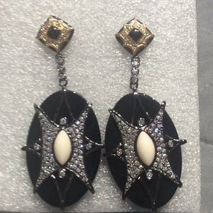 Angelique de Paris black crystal ivory earrings